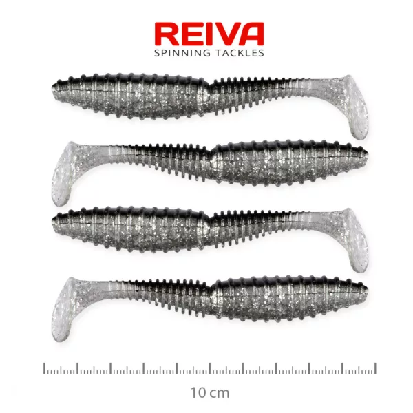 Reiva Zander Power Shad 10cm 7.05gr 4pcs/pack (Silver Glitter) Plastic lure