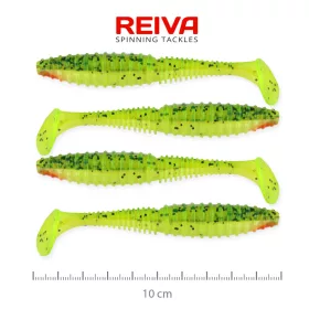   Reiva Zander Power Shad 10cm 7.05gr 4pcs/pack (Green-Orange Glitter) Plastic lure