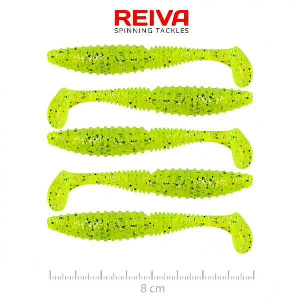 Reiva Zander Power Shad 8cm 3,18gr 5db/cs (Fluo Green Flitter II.) Plastic bait
