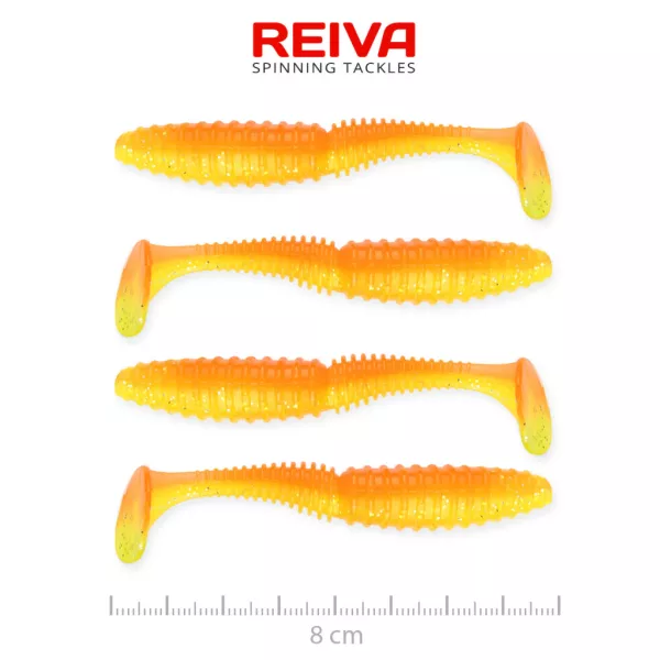 Reiva Zander Power Shad Shiny Orange 8cm Plastic Bait 4pcs