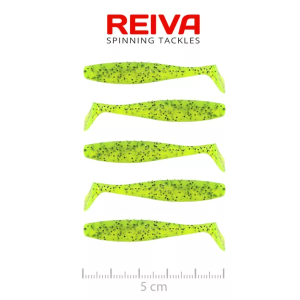 Reiva Flat Minnow Shad Poppy Green 5cm 1,3gr Plastic Bait 5pcs
