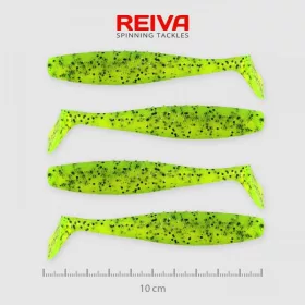   Reiva Flat Minnow Shad 10cm 4pcs/pack (Green Flitter) soft bait