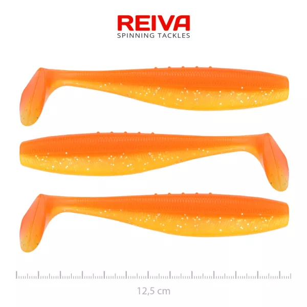 Reiva Flat Minnow Shad 12.5cm Shiny Orange Plastic Bait 3pcs