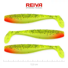   Reiva Flat Minnow shad 12.5cm 3pcs/pack (Green-Red Glitter) Plastic lure