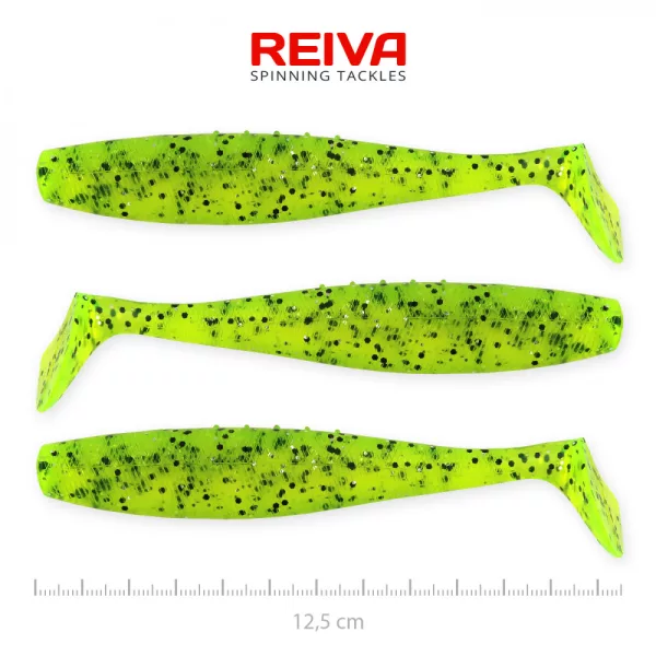 Reiva Flat Minnow shad 12.5cm 3pcs/pack (Green Glitter) Plastic lure