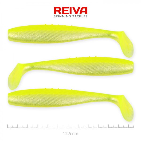Reiva Flat Minnow shad 12,5cm 3db/cs (Yellow-Silver) Plastic bait