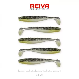   Reiva Flat Minnow shad 7.5cm 5pcs/pack (Black-Silver Glitter) Plastic lure
