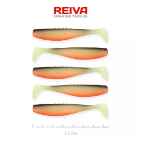   Reiva Flat Minnow shad 7.5cm 5pcs/pack (Black-White-Orange) Plastic lure