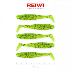   Reiva Flat Minnow shad 7.5cm 5pcs/pack (Green Glitter) Plastic lure