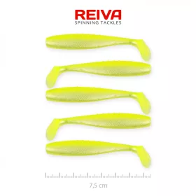   Reiva Flat Minnow shad 7.5cm 5pcs/pack (Yellow-Silver) Plastic lure