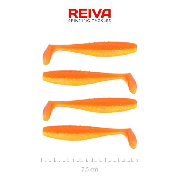 Reiva Flat Minnow Shad 7.5cm Shiny Orange Plastic Bait 4pcs