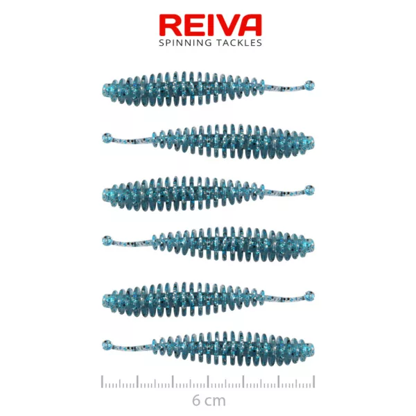 Reiva Tiny Worm Blue Shiner 6cm Plastic Bait 6pcs