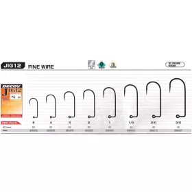   Decoy Pro Pack Jig12 Fine Wire #6 Eyed Barbed Single Jig Hook 50pcs