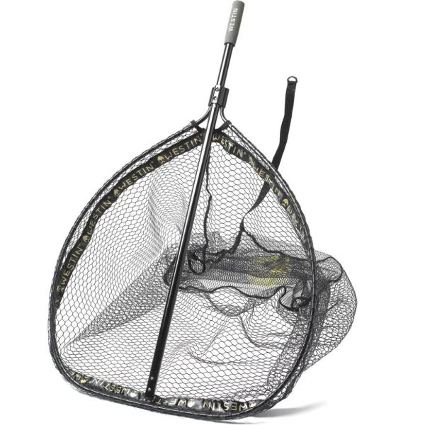 WESTIN W3 Rubber diving net L (60cm wide, 70cm long, 50 cm deep, 100cm handle length)