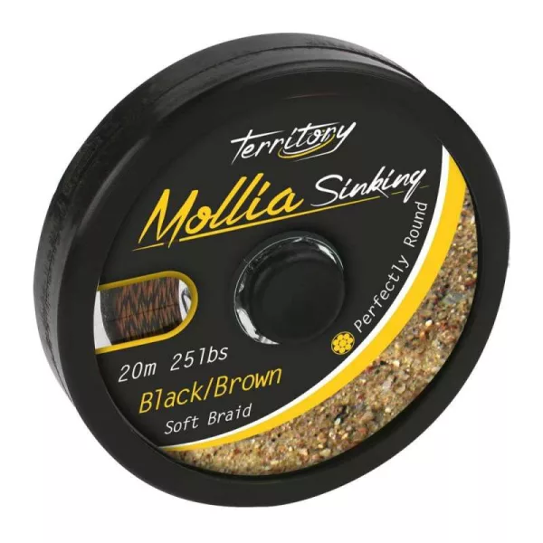Mikado Mollia Hooklink 20m 25lbs Black-Brown Braided Leader Line
