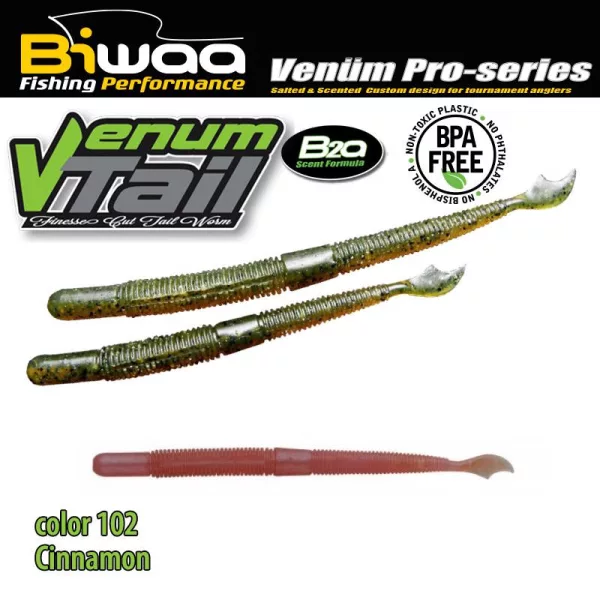 Biwaa Venum Tail 10cm 102 Cinnamon Soft Plastic Lure 10pcs