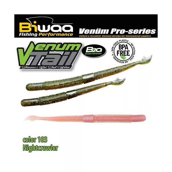 Biwaa Venum Tail 10cm 103 Nightcrawler Soft Lure 10pcs