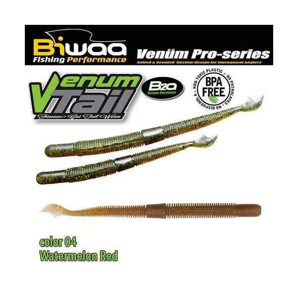 Biwaa Venum Tail 10cm 04 Watermelon Red Rubber Lure 10pcs