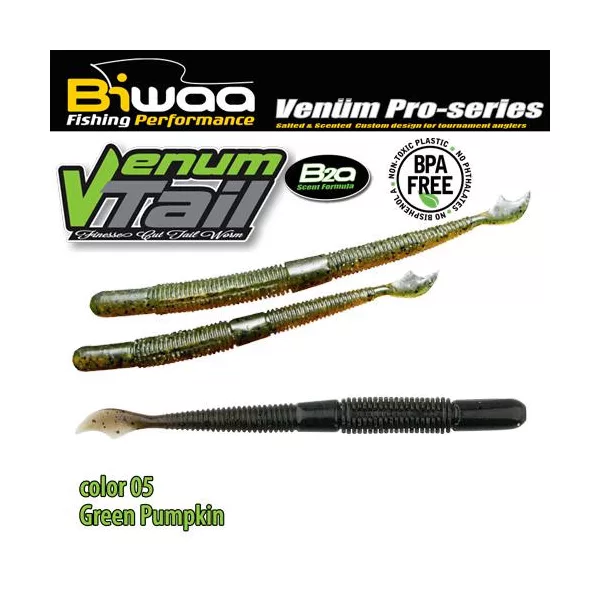 Biwaa Venum Tail 10cm 05 Green Pumpkin Soft Lure 10pcs