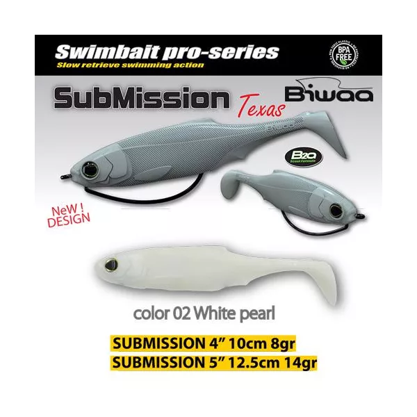 Biwaa Submission 10cm 02 Pearl White Soft Lure 4pcs