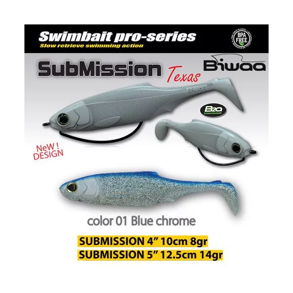 Biwaa Submission 13cm 01 Blue Chrome Soft Bait 3pcs
