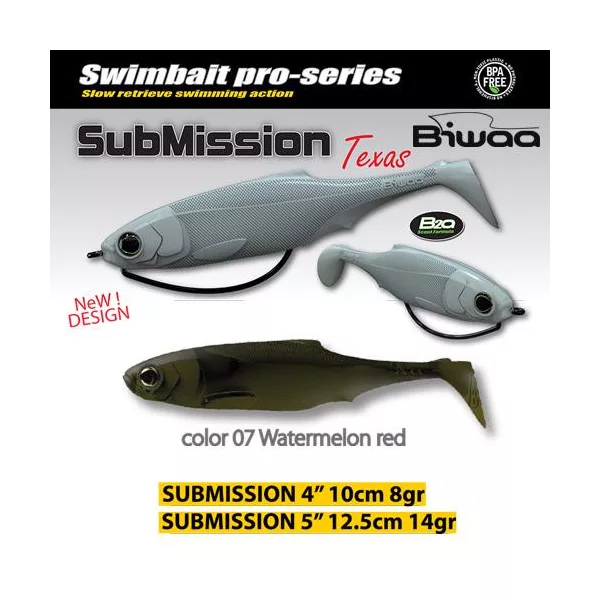 Biwaa Submission 13cm 07 Watermelon Red Soft Lure 3pcs