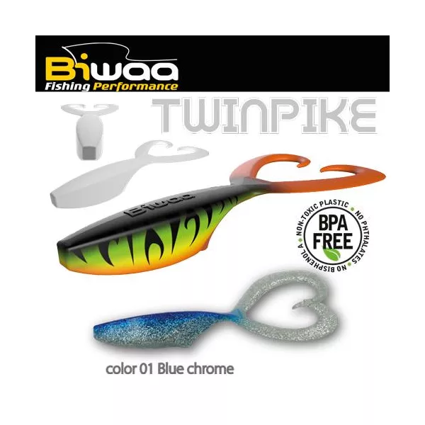 Biwaa Twinpike 15cm 24gr 01 BlueChrome Soft Lure 3pc