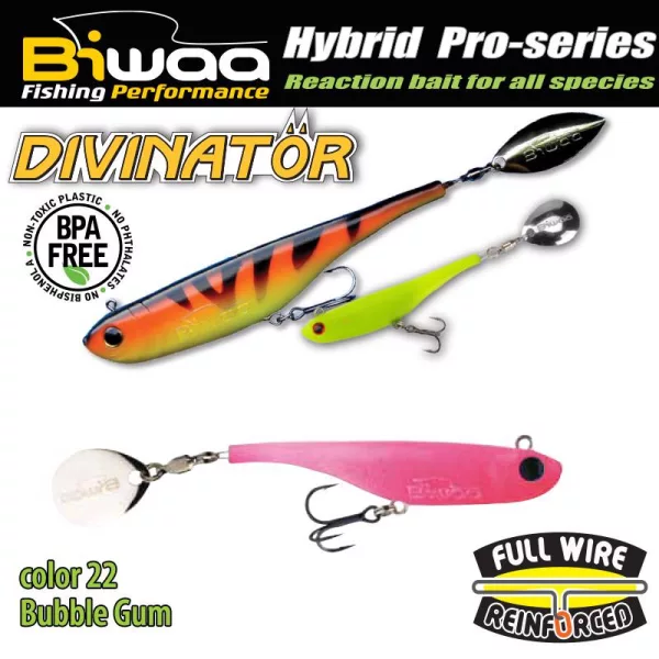 Biwaa Divinator Mini 9.5cm 9gr 22 Bubble Gum Spinnertail 1pc