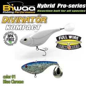   Biwaa Divinator Kompact 90 9cm 55gr 01 Blue Chrome Spinnertail 1pc