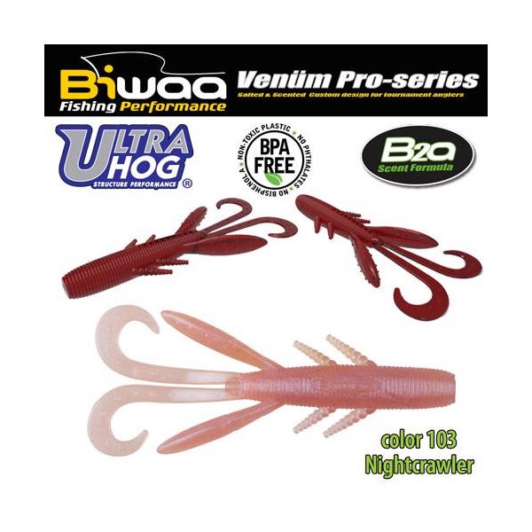 Biwaa Ultra Hog 7.5cm 103 Nightcrawler Rubber Lure 10pcs