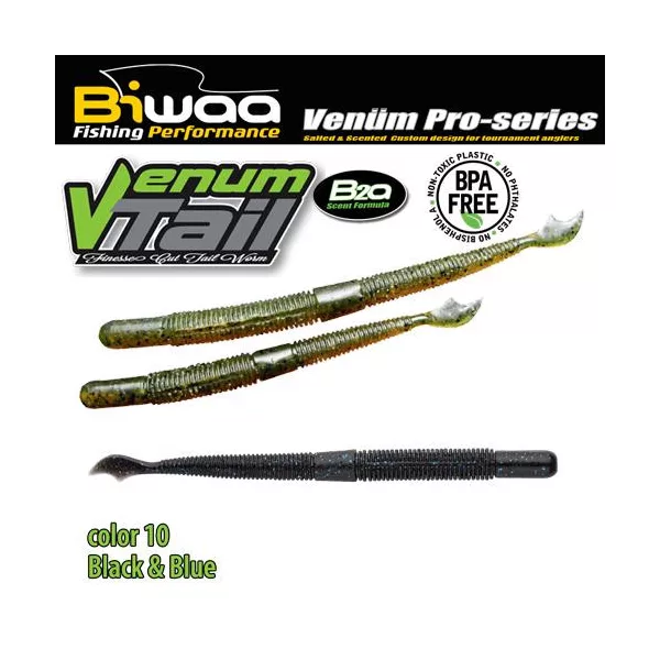 Biwaa Venum Tail 10cm 10 Black & Blue Soft Lure 10pcs