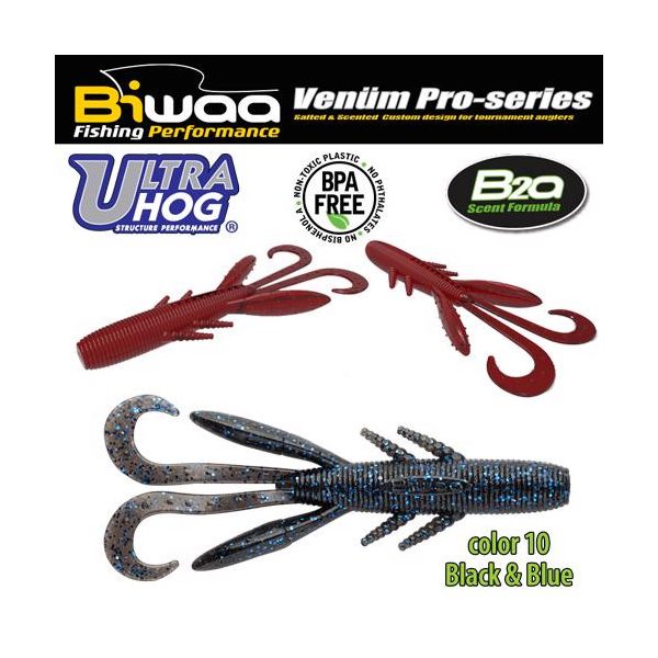 Biwaa Ultra Hog 7.5cm 10 Black & Blue Soft Lure 10pcs