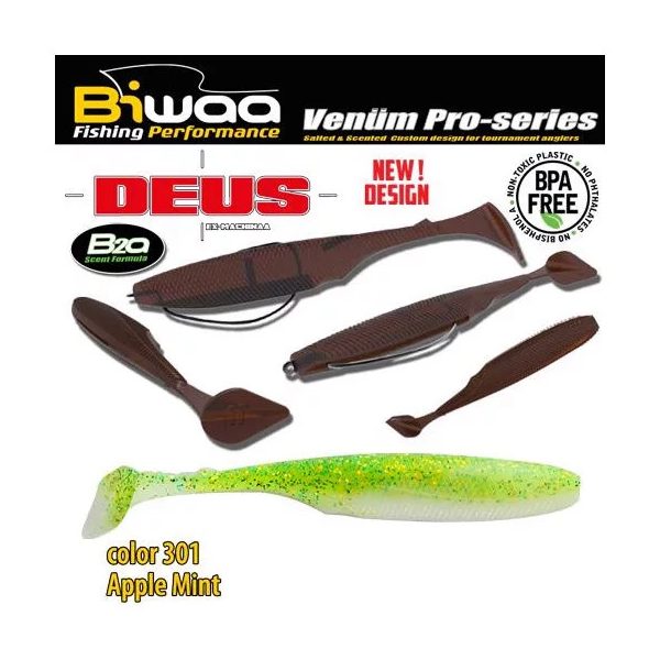 Biwaa Deus 10cm 301 Apple Mint Plastic Bait 7pcs