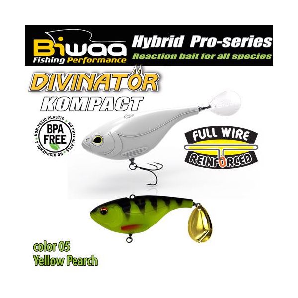 Biwaa Divinator Kompact 50 5cm 20gr 05 Yellow Perch Spinnertail 1pc