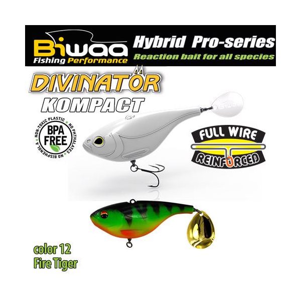 Biwaa Divinator Kompact 50 5cm 20gr 12 Fire Tiger Spinnertail 1pc