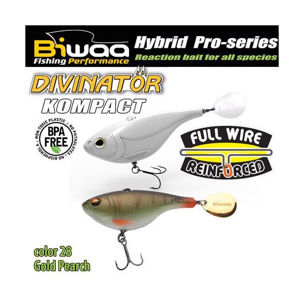 Biwaa Divinator Kompact 50 5cm 20gr 28 Gold Perch Spinnertail 1pc