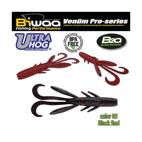Biwaa Ultra Hog 10cm 05 Black & Red Rubber Lure 8pcs