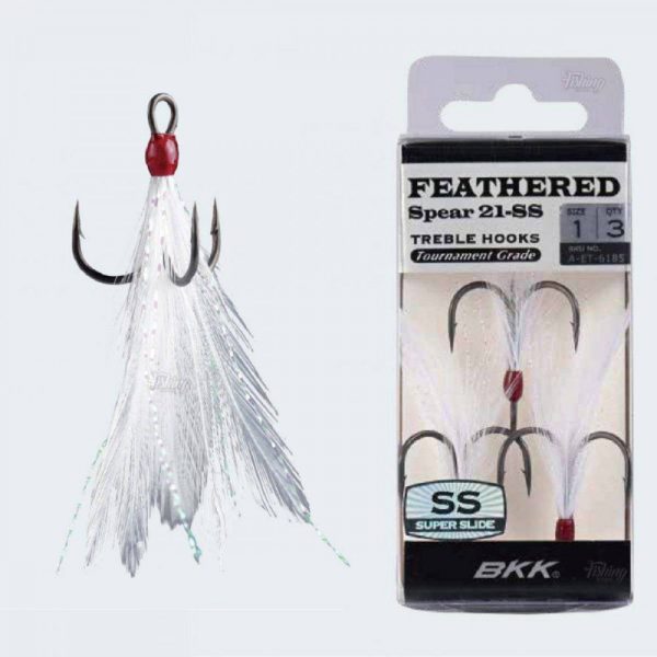 BKK Feathered Spear-21 SS 6 Ears, Bearded White Trident Hook 3db