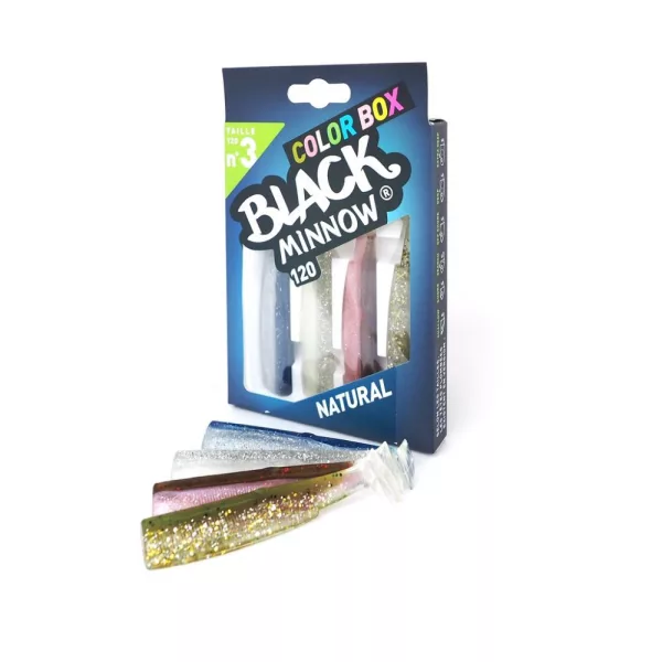 FIIISH 4pcs 120mm Black Minnow body in natural colors: Khaki - Khaki Glitter - Pink - Black Plastic lure