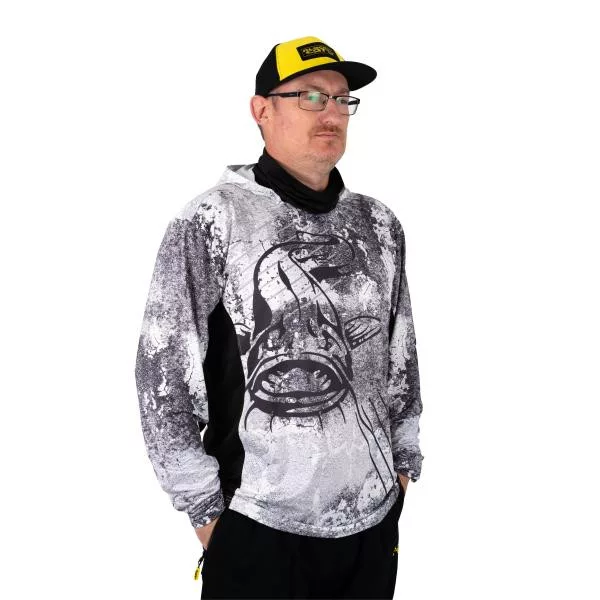 Black Cat Sun Jersey Hooded Long-Sleeve T-Shirt L