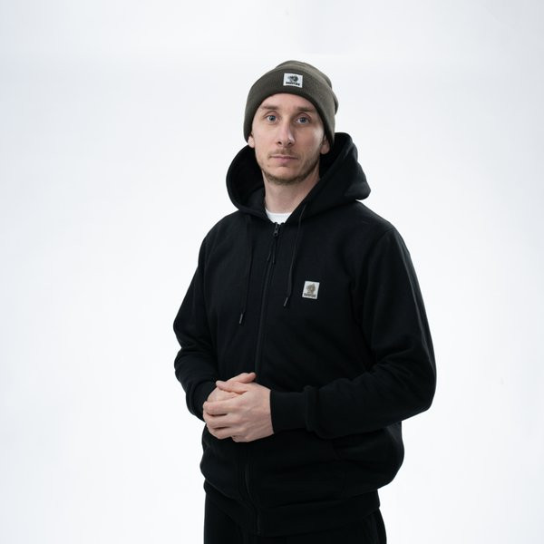Nash Make It happen Badge Zipped Hoodie Black Zip Pullover L