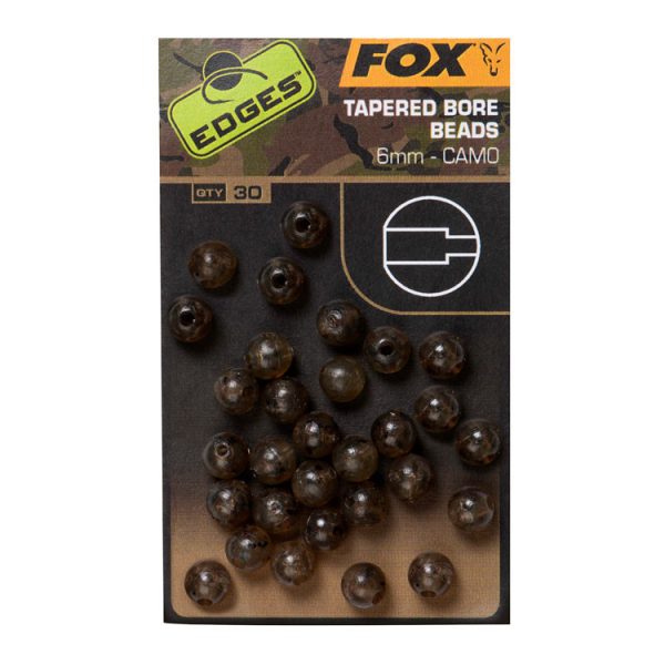 Fox EDGES™ Camo Tapered Bore Bead - 6mm Camo Tapered Bore Beads 6mm x30