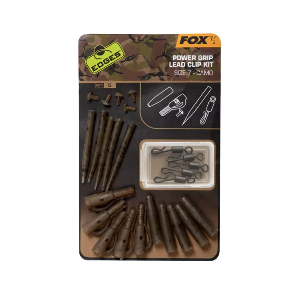 Fox EDGES™ Camo Power Grip Lead Clip Kit Sz 7 Size 7 x5 Quick Release Clip
