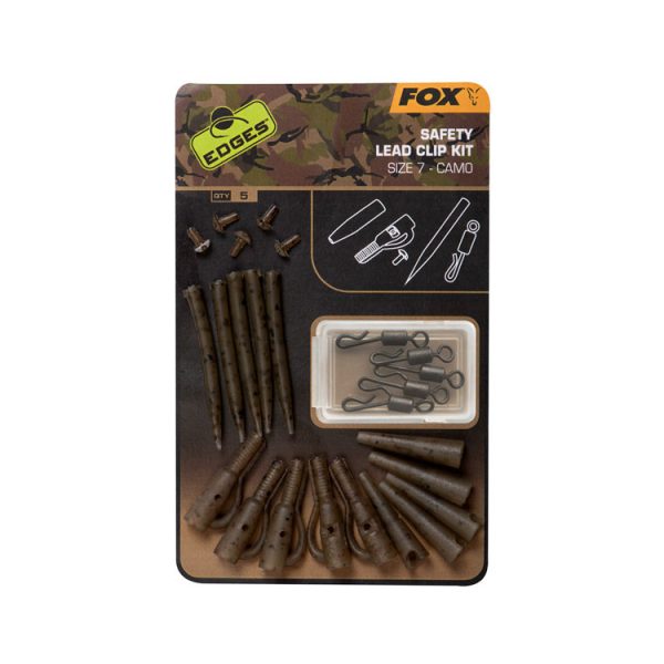 Fox EDGES™ Camo Safety Lead Clip Kit Size 7 x5 Quick Release Clips