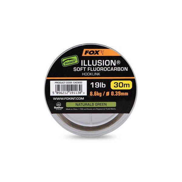 Edges Illusion Soft Fluorocarbon Hooklink 19lb 8.6kg (0.39mm) x 30m - Naturals Green
