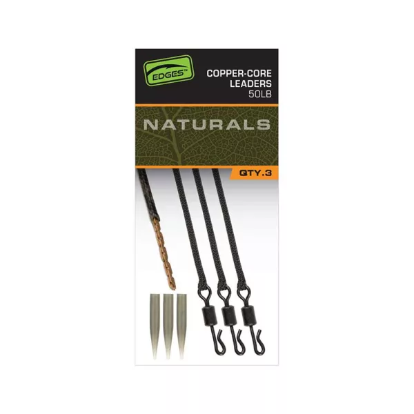 Fox Edges Naturals Copper-Core Leaders X 3 Pre-tied Leader 3pcs