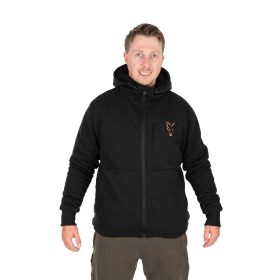   Fox Collection Black-Orange Sherpa Hoody Hooded Sweatshirt 3XL