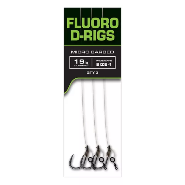 Fox Carp Ready Rigs Fluoro D Rig 4 Eyed, Barbed Pre-tied Hook 3pcs