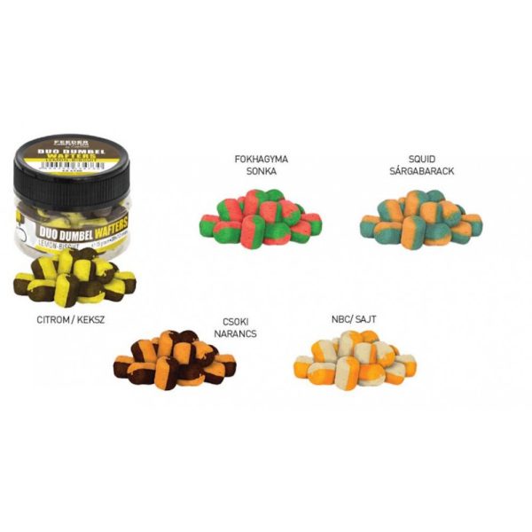Feeder Competition FC Duo Dumbel Wafters hookbait, O8x12 mm, sweet corn, strawberry, dark orange, 15 g