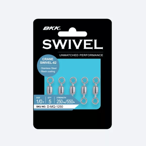 BKK Crane Swivel-62 (Stainless Steel, Black) 1/0# 5 pcs/pack Swivel
